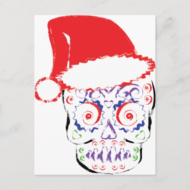 Postal Festiva Sugar Skull Santa (Anverso)