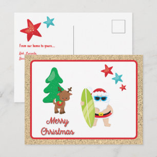 Postal Festiva Summer Santa con Personalizado de Navidades de are