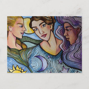 Postal Festiva Sun Moon Stars Feminine Art