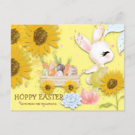 Postal Festiva Sunflower Bunny Spring Hoppy Easter Yellow