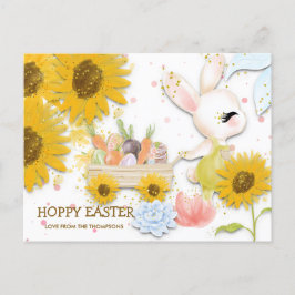 Postal Festiva Sunflower Cute Bunny Hoppy Easter White