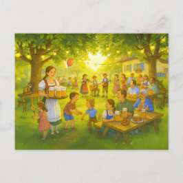 Postal Festiva Sunny Bavarian Beer Garden en verano