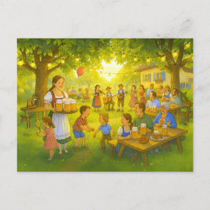 Postal Festiva Sunny Bavarian Beer Garden en verano