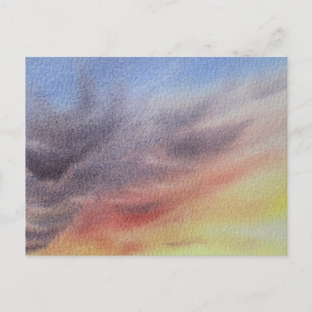 Postal Festiva Sunset Sky Watercolor Painting  (Anverso)