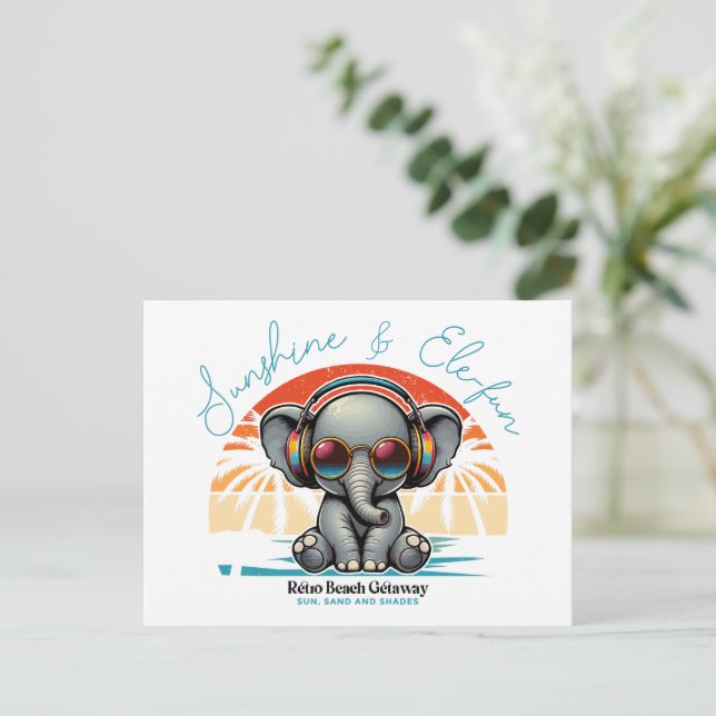 Postal Festiva Sunshine de primavera y Ele-fun Retro Beach Getawa (Anverso de pie)