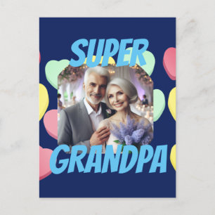 Postal Festiva Super Abuelo Mensaje Personalizado, foto y nombr