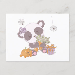 Postal Festiva Super Cute Panda Bouquet de Ojos Halloween