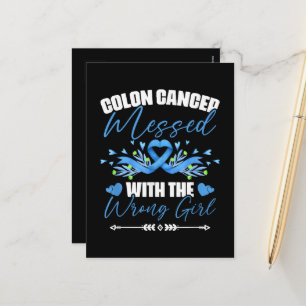 Postal Festiva Superviviente de cáncer de colon con cinta azul