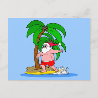 Postal Festiva surf Santa Claus