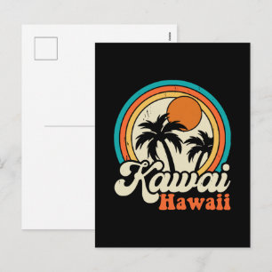 Postal Festiva Surfando Kawaii Hawaii