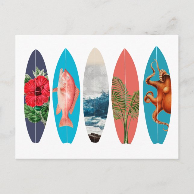 Postal Festiva Surfboards Retro Coloridas (Anverso)