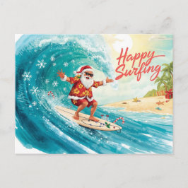 Postal Festiva Surfing Christmas with SANTA CLAUS 