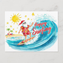 Postal Festiva Surfing Christmas with SANTA CLAUS 