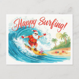 Postal Festiva Surfing Christmas with SANTA CLAUS 