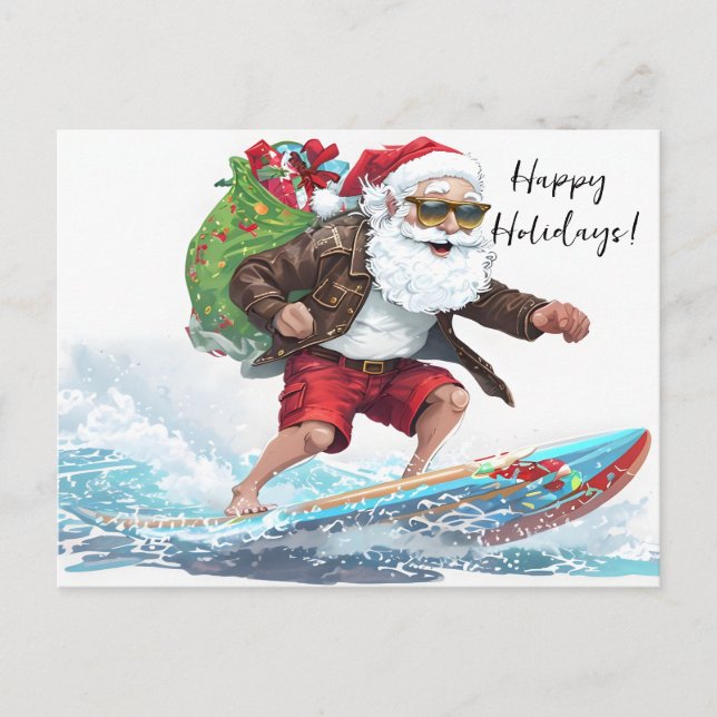 Postal Festiva Surfing Santa (Anverso)