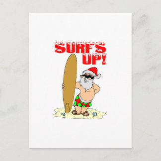 Postal Festiva Surfing Santa