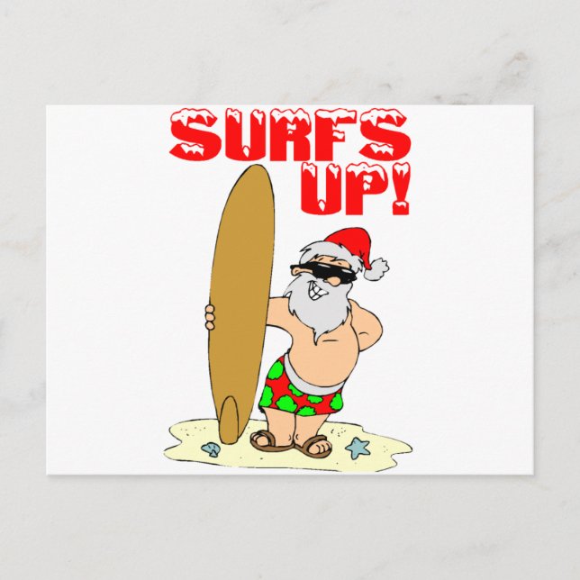 Postal Festiva Surfing Santa (Anverso)