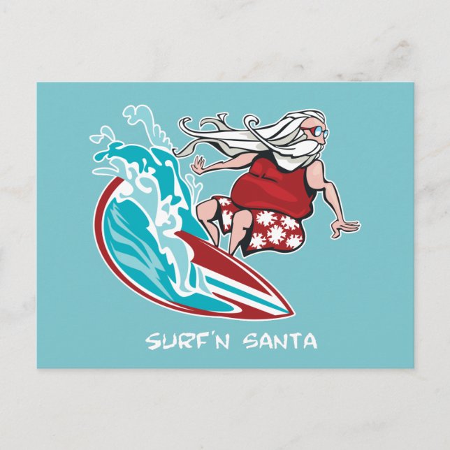 Postal Festiva Surf'n Santa (Anverso)