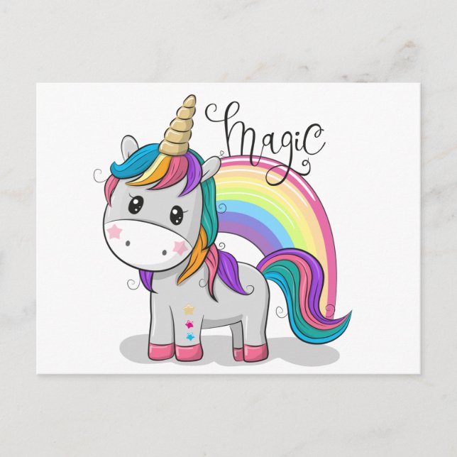 Postal Festiva Süßes Einhorn Unicorn mit großen Augen (Anverso)