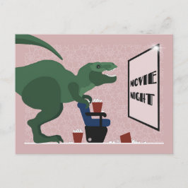 Postal Festiva T Rex on Movie Night Postcard