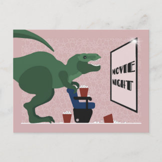 Postal Festiva T Rex on Movie Night Postcard
