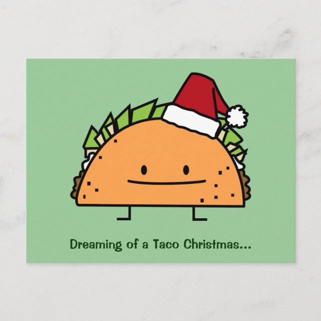 Postal Festiva Taco usando Navidades de Santa Hat cáscara salsa d (Anverso)