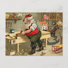 Postal Festiva Taller de Navidades de Vintage Santa Claus