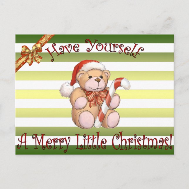 Postal Festiva Taller de Santa María ~ Oso de Teddy ~Navidades ~V (Anverso)