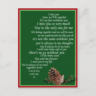 Postal Festiva También te echo de menos texto, en mitad de Navida