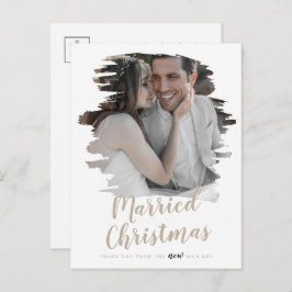 Postal Festiva Tan Cepillado Navidades casados recién casados Gra