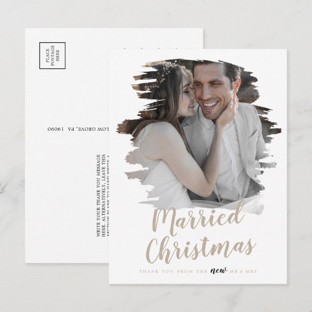 Postal Festiva Tan Cepillado Navidades casados recién casados Gra (Anverso / Reverso)
