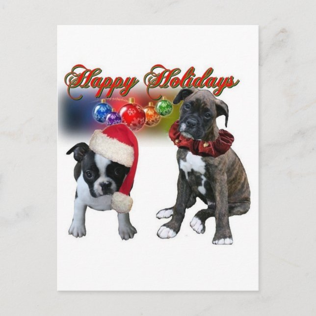 Postal Festiva Tarjetas: Felices fiestas de los cachorros BT y Bo (Anverso)