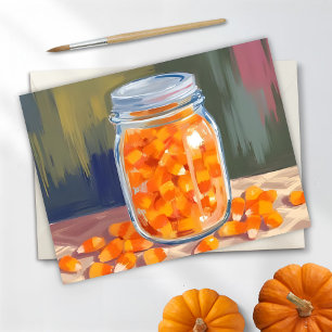Postal Festiva Tarro de Caramelo de Maíz   Feliz Halloween 