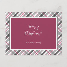 Postal Festiva Tartan Balmoral Black Gray Burgundy Monogramado