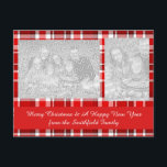 Postal Festiva Tartán blanco rojo<br><div class="desc">Este diseño de arcilla roja y blanca tiene un patrón repitido de rayas/tartán que está ligeramente texturado. Es un patrón brillante y elegante.</div>