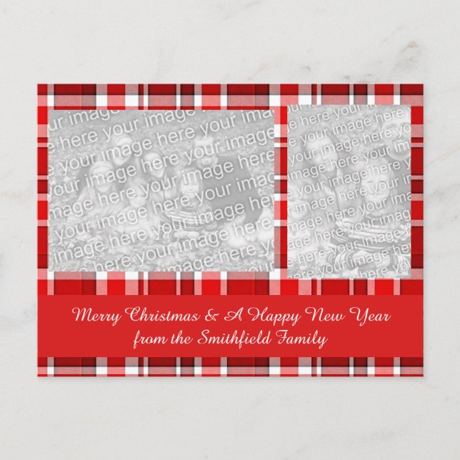 Postal Festiva Tartán blanco rojo (Anverso)