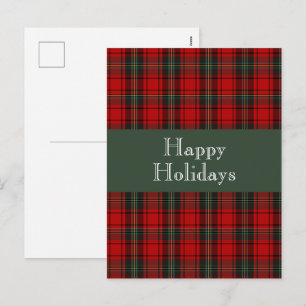 Postal Festiva Tartan Rojo y Verde Felices Fiestas