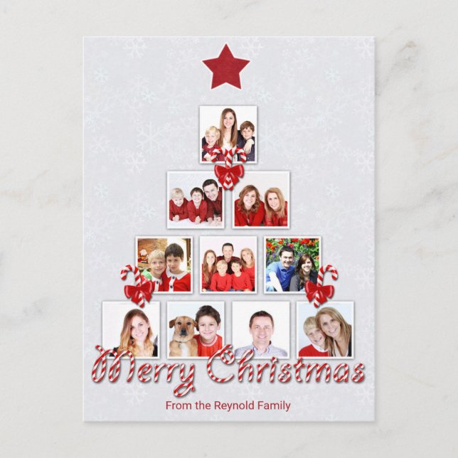 Postal Festiva Tasty Candy Cane Christmas Tree Collage de fotos (Anverso)