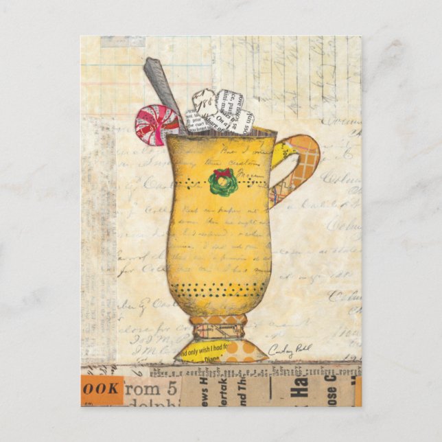 Postal Festiva Taza amarilla del día de fiesta (Anverso)