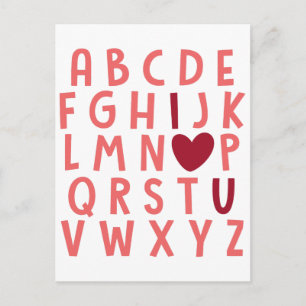 Postal Festiva Te amo alfabetos lindo amor de San Valentín