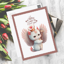 Postal Festiva Te Amo Chibi Angel Kitty Cat Valentine