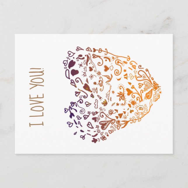 Postal Festiva Te Amo San Valentín Postcard (Anverso)
