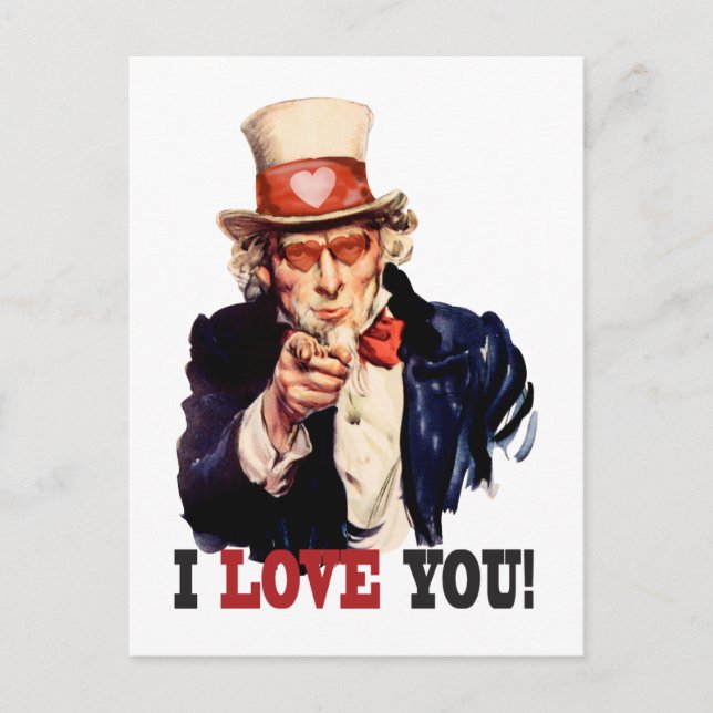 Postal Festiva Te Amo - Tío Sam Style Valentine (Anverso)