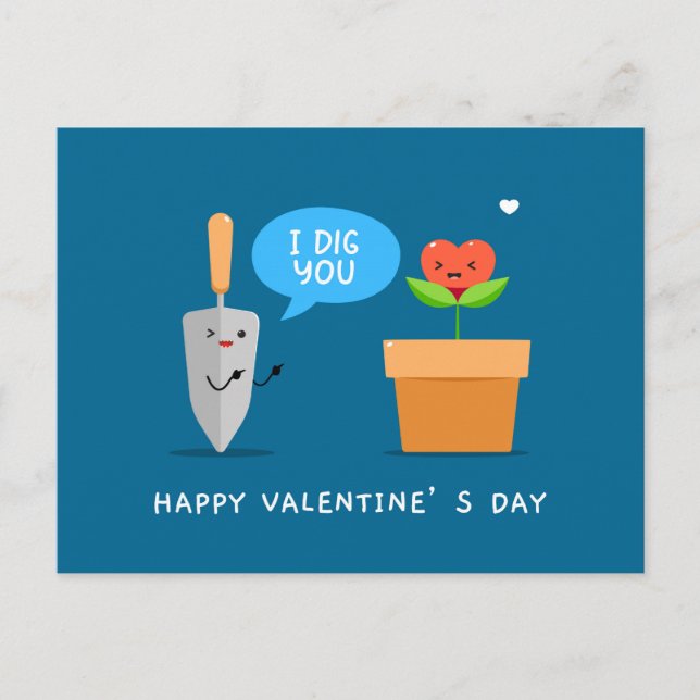 Postal Festiva Te cavo feliz día de San Valentín divertido | Amor (Anverso)