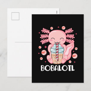 Postal Festiva Té de burbujas de ajolote divertido