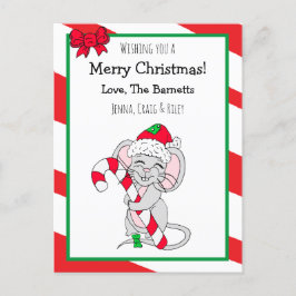 Postal Festiva Te deseamos un dulce ratón navideño
