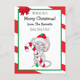 Postal Festiva Te deseamos un dulce ratón navideño