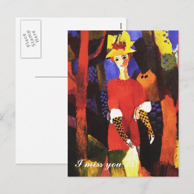 Postal Festiva Te Extraño. El día de San Valentín Bella Artes (Anverso / Reverso)