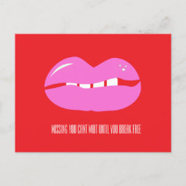Postal Festiva Te Extraño Labios Rosados Cárcel Prisión Larga Dis
