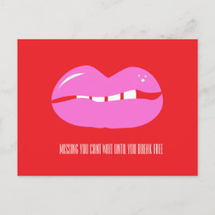 Postal Festiva Te Extraño Labios Rosados Cárcel Prisión Larga Dis